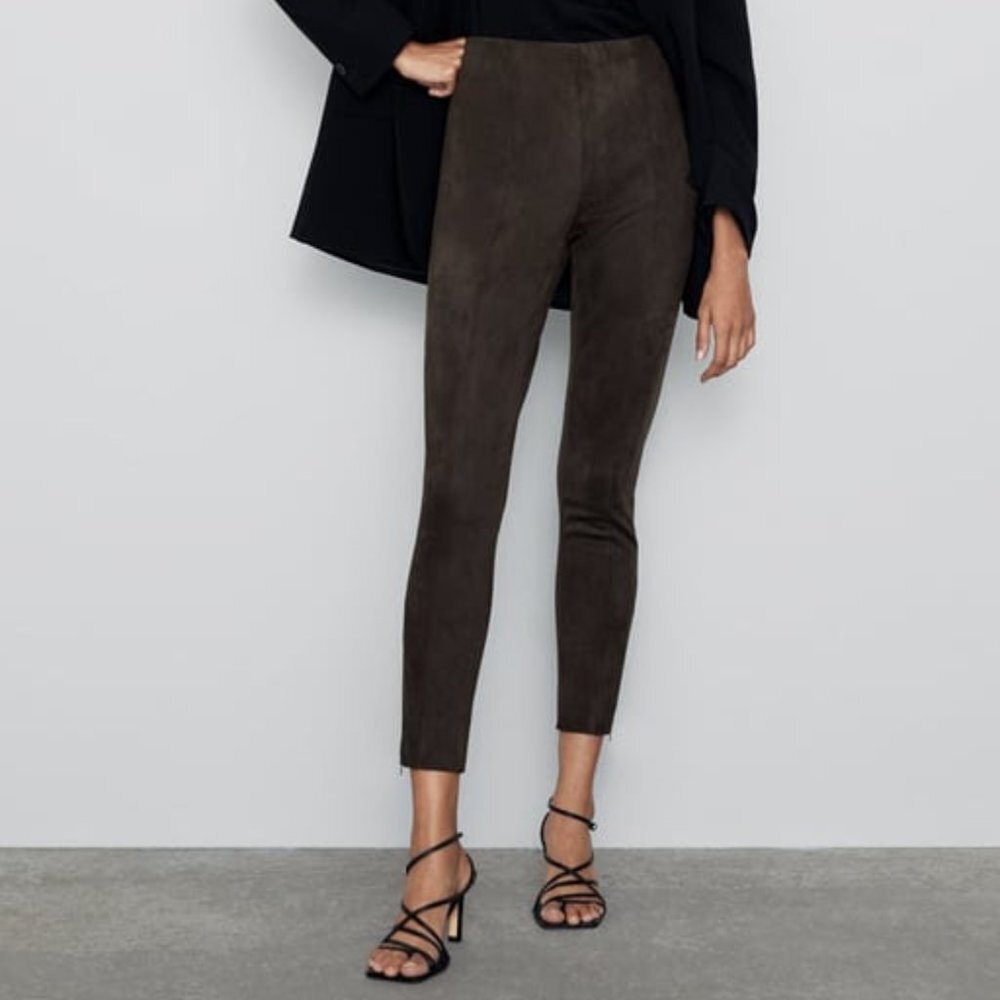 ZARA FAUX SUEDE LEGGINGS SIZE M